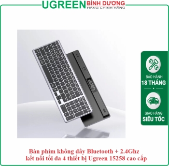 Bàn phím không dây Bluetooth + 2.4Ghz kết nối tối đa 4 thiết bị Ugreen 15258 cao cấp