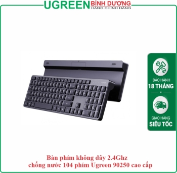 Bàn phím không dây 2.4Ghz chống nước 104 phím Ugreen 90250 cao cấp