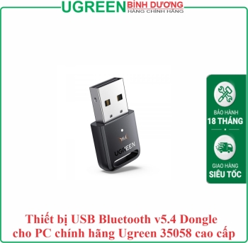 Thiết bị USB Bluetooth v5.4 Dongle cho PC chính hãng Ugreen 35058 cao cấp