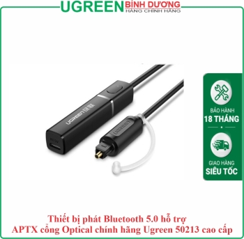 Thiết bị phát Bluetooth 5.0 hỗ trợ APTX cổng Optical chính hãng Ugreen 50213 cao cấp