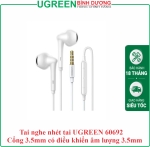 Tai nghe nhét tai UGREEN 60692  Cổng 3.5mm có điều khiển âm lượng 3.5mm