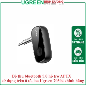 Bộ thu bluetooth 5.0 hỗ trợ APTX sử dụng trên ô tô, loa Ugreen 70304 chính hãng