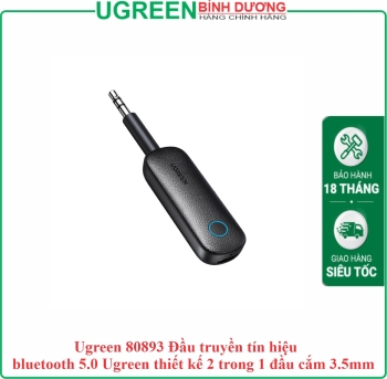 Ugreen 80893 Đầu truyền tín hiệu bluetooth 5.0 Ugreen thiết kế 2 trong 1 đầu cắm 3.5mm