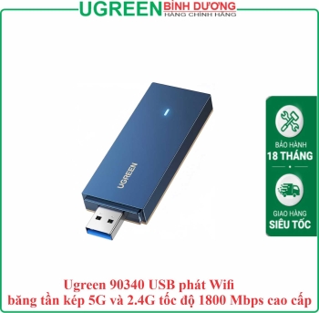 Ugreen 90340 USB phát Wifi băng tần kép 5G và 2.4G tốc độ 1800 Mbps cao cấp