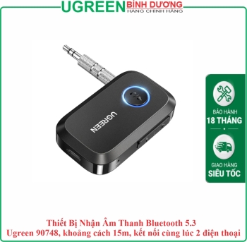 Thiết Bị Nhận Âm Thanh Bluetooth 5.3 Ugreen 90748, khoảng cách 15m, kết nối cùng lúc 2 điện thoại