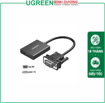 Dây chuyển đổi VGA sang HDMI màu đen dài 25cm Ugreen (50945)