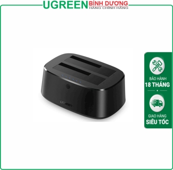 Thiết bị đựng ổ cứng 3.5 inch loại 2 HDD, dùng để kết nối ổ cứng sata với máy tính qua cổng usb, kèm dây cáp Ugreen (50857)
