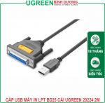 Cáp USB Máy in To LPT BD25 Paraleel Ugreen 20224 Dài 2M (Đầu Cái)