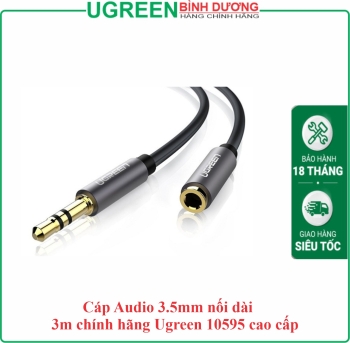 Cáp Audio 3.5mm nối dài 3m chính hãng Ugreen 10595 cao cấp