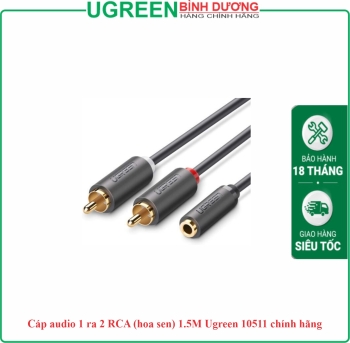 Cáp audio 1 ra 2 RCA (hoa sen) 1.5M Ugreen 10511 chính hãng