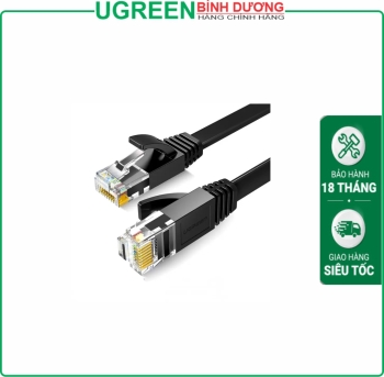 Dây cáp mạng đúc sẵn dẹt Cat6 dài 30m 26AWG Ugreen 50182 cao cấp (màu đen)