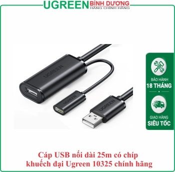 Cáp USB nối dài 25m có chíp khuếch đại Ugreen 10325 chính hãng