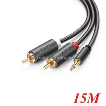 Ugreen 60834 15M màu Đen Cáp âm thanh 2 đầu Bông sen sang 3.5mm dương av102 20060834