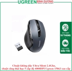Chuột không dây Ultra Silent 2.4Ghz, chuột công thái học 5 cấp độ 4000DPI Ugreen 15063 cao cấp