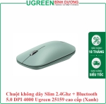 Chuột không dây Slim 2.4Ghz + Bluetooth 5.0 DPI 4000 Ugreen 25159 cao cấp (Xanh)