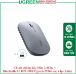 Chuột không dây Slim 2.4Ghz + Bluetooth 5.0 DPI 4000 Ugreen 25160 cao cấp (Xám)
