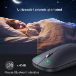 Chuột không dây Slim 2.4Ghz + Bluetooth 5.0 DPI 4000 Ugreen 25163 cao cấp (Đen)