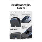 Chuột không dây dùng cho máy tính, laptop chất liệu nhựa ABS, màu xám Ugreen 90669 cao cấp