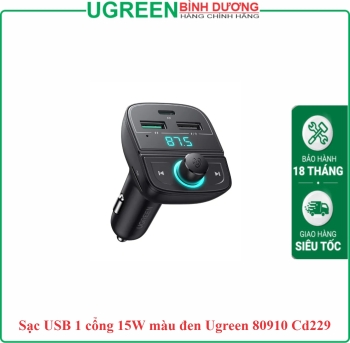 Sạc USB 1 cổng 15W màu đen Ugreen 80910 CD229