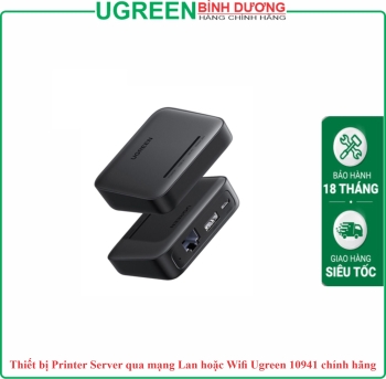 Thiết bị Printer Server qua mạng Lan hoặc Wifi Ugreen 10941 chính hãng