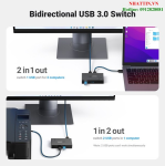 KVM Switch 2 vào 1 cổng USB 3.0 tốc độ 5Gbps Ugreen 15149 cao cấp