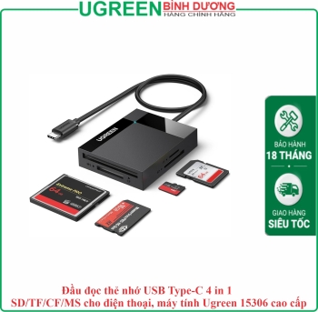 Đầu đọc thẻ nhớ USB Type-C 4 in 1 SD/TF/CF/MS cho điện thoại, máy tính Ugreen 15306 cao cấp