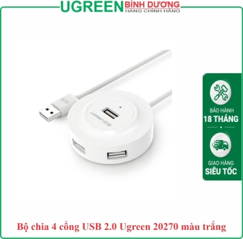 Bộ chia 4 cổng USB 2.0 Ugreen 20270 màu trắng