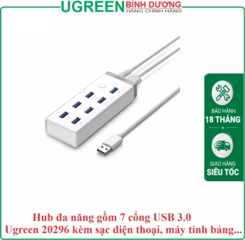 Hub đa năng gồm 7 cổng USB 3.0 Ugreen 20296 kèm sạc điện thoại, máy tính bảng...