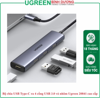 Bộ chia USB Type-C ra 4 cổng USB 3.0 vỏ nhôm Ugreen 20841 cao cấp