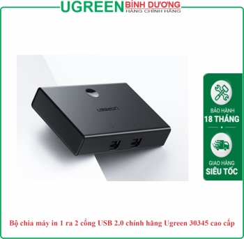Bộ chia máy in 1 ra 2 cổng USB 2.0 chính hãng Ugreen 30345 cao cấp