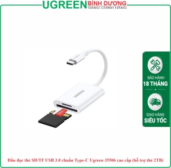 Đầu đọc thẻ SD/TF USB 3.0 chuẩn Type-C Ugreen 35506 cao cấp (hỗ trợ thẻ 2TB)