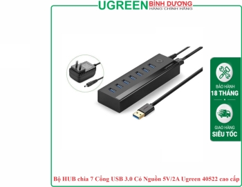 Bộ HUB chia 7 Cổng USB 3.0 Có Nguồn 5V/2A Ugreen 40522 cao cấp
