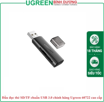 Đầu đọc thẻ SD/TF chuẩn USB 3.0 chính hãng Ugreen 60722 cao cấp