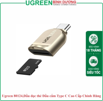 Ugreen 80124,Đầu đọc thẻ Đầu cắm Type C Cao Cấp Chính Hãng