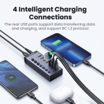 Bộ HUB chia 7 cổng USB 3.0 tốc độ 5Gbps vỏ nhôm, công tắc Ugreen 90307 (kèm nguồn 12V2A-EU) cao cấp