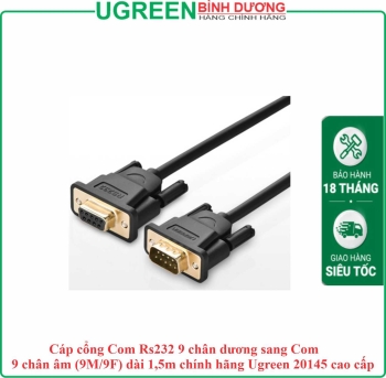 Cáp cổng Com Rs232 9 chân dương sang Com 9 chân âm (9M/9F) dài 1,5m chính hãng Ugreen 20145 cao cấp