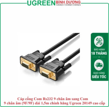 Cáp cổng Com Rs232 9 chân âm sang Com 9 chân âm (9F/9F) dài 1,5m chính hãng Ugreen 20149 cao cấp