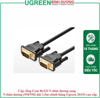 Cáp cổng Com Rs232 9 chân dương sang 9 chân dương (9M/9M) dài 1,5m chính hãng Ugreen 20153 cao cấp