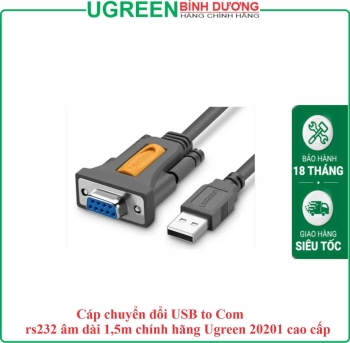Cáp chuyển đổi USB to Com rs232 âm dài 1,5m chính hãng Ugreen 20201 cao cấp