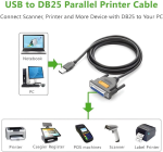 Cáp máy in USB to DB25 Parallel dài 2m Ugreen 20224 cao cấp