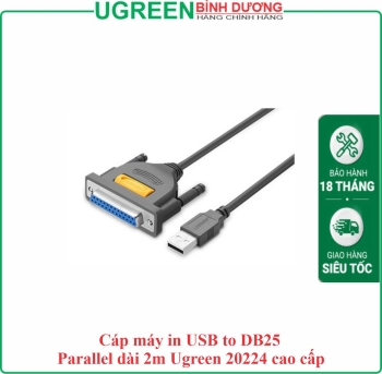 Cáp máy in USB to DB25 Parallel dài 2m Ugreen 20224 cao cấp