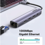 Bộ chuyển đổi Type C UGREEN 10919 – Type C sang HDMI, USB 3.0, Lan Gigabit và PD 100W – Hỗ trợ phân giải 4K*2K@30Hz, Tốc độ truyền 5Gbps