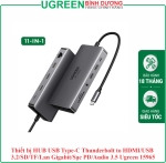 Thiết bị HUB USB Type-C Thunderbolt to HDMI/USB 3.2/SD/TF/Lan Gigabit/Sạc PD/Audio 3.5 Ugreen 15965