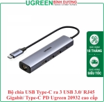 Bộ chia USB Type-C ra 3 USB 3.0/ RJ45 Gigabit/ Type-C PD Ugreen 20932 cao cấp