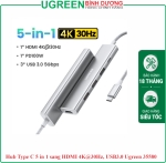 USB-C Hub 5 trong 1 Ugreen 35580 CM417 HDMI 4K, PD 100W, 3 x USB A 3.0 5Gbps cho MacBook Pro/Air, iPad Pro, iMac, iPhone 15 Pro/Pro Max, XPS, Thinkpad