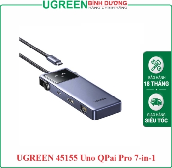 UGREEN 45155 Uno QPai Pro 7-in-1 USB-C Hub 4K@60Hz HDMI PD100W Port cao cấp