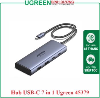 Hub USB-C 7 in 1 Ugreen 45379 CM639, 2x HDMI, 2x USB A, 2x USB C, 1 PD 100w