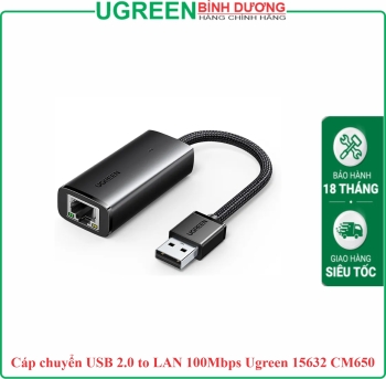Cáp chuyển USB 2.0 to LAN 100Mbps Ugreen 15632 CM650