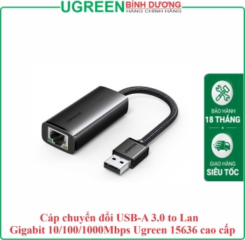 Cáp chuyển đổi USB-A 3.0 to Lan Gigabit 10/100/1000Mbps Ugreen 15636 cao cấp