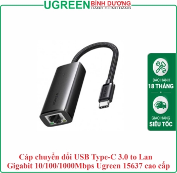 Cáp chuyển đổi USB Type-C 3.0 to Lan Gigabit 10/100/1000Mbps Ugreen 15637 cao cấp